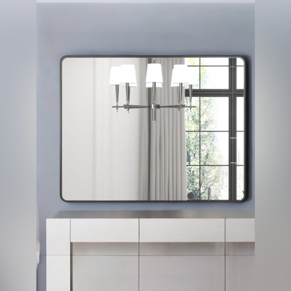 NEW West Elm XL Large Black Framed Metal Vanity Wall Hanging Mirror - 48 x 40